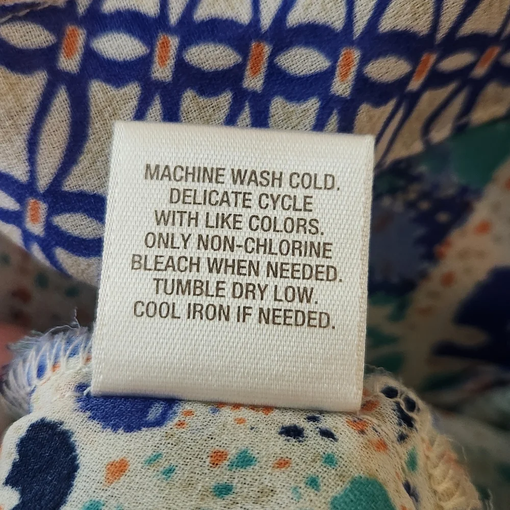 DB Established 1962 Orange and Blue Women's Blouse With 3/4 Sleeves Size L - Picture 6 of 6